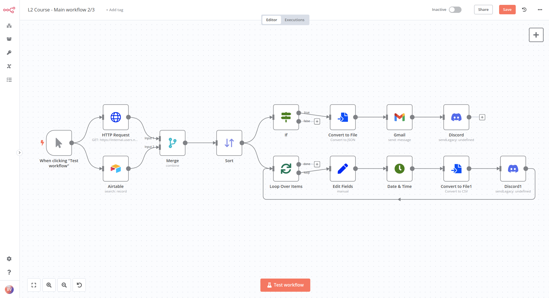 Workflow 2 for aggregating data and generating files